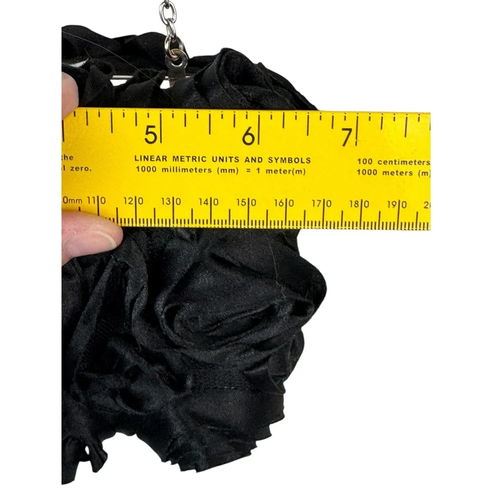 Expressions NYC‎ Black Rose Satin Evening Bag Party Clutch Chain Strap
